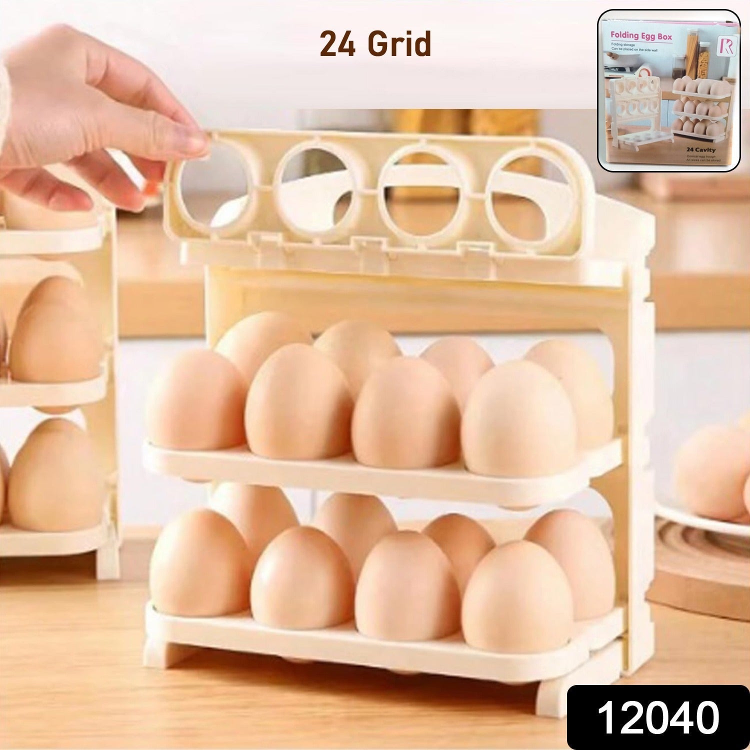 Plastic Foldable Egg Tray | 24 Grid Egg Storage Box (1 Pc) Plastic Foldable Egg Tray | 24 Grid Egg Storage Box (1 Pc)